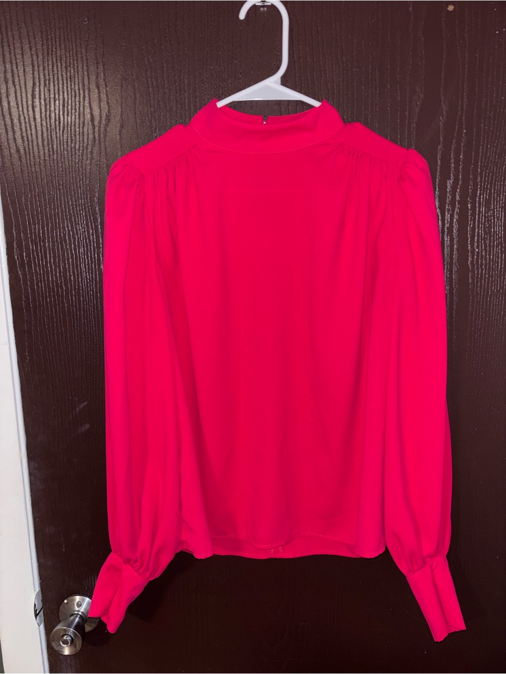 Express Women’s Hot Pink Long Sleeve Mock Neck Blouse